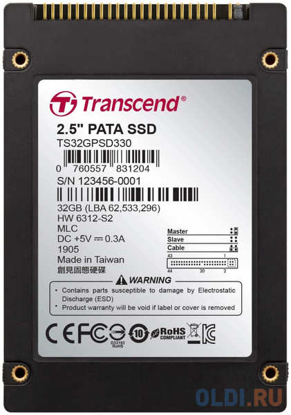 Твердотельный накопитель SSD 2.5″ 32 Gb Transcend PSD330 Read 120Mb/s Write 75Mb/s MLC TS32GPSD330 4348634990