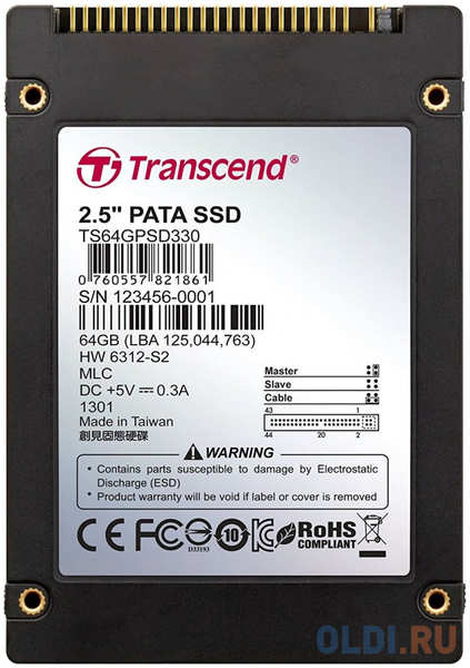 Твердотельный накопитель SSD 2.5″ 64 Gb Transcend PSD330 Read 120Mb/s Write 75Mb/s MLC TS64GPSD330 4348634999