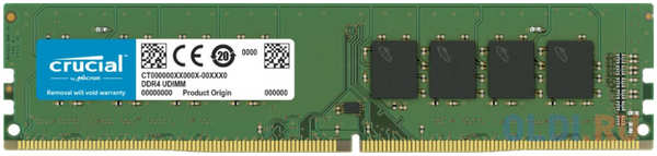Оперативная память для компьютера 32Gb (1x32Gb) PC4-25600 3200MHz DDR4 UDIMM Unbuffered CL22 Crucial Basics Desktop CT32G4DFD832A 4348699859