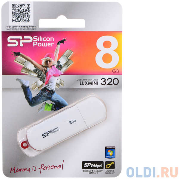 Внешний накопитель 8GB USB Drive <USB 2.0 Silicon Power LuxMini 320 (SP008GBUF2320V1W)