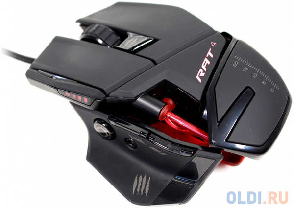 Игровая мышь Mad Catz R.A.T. 4+ чёрная (PMW3330, USB, 9 кнопок, 7200 dpi, красная подсветка)