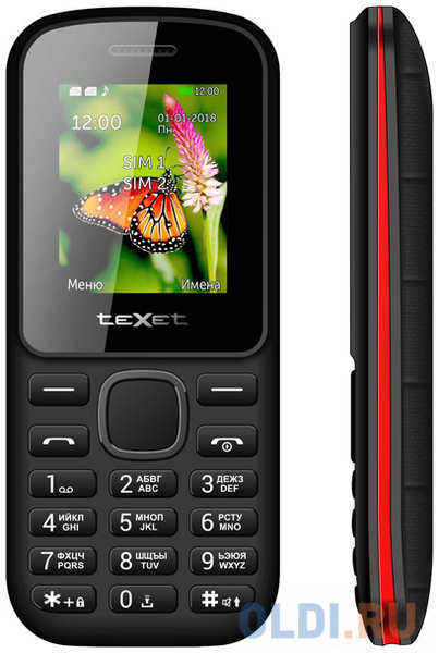 Мобильный телефон Texet 130-TM черный красный 1.77″ Bluetooth 4348808036