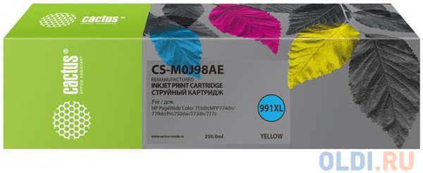 Картридж струйный Cactus 991XL CS-M0J98AE желтый (250мл) для HP PW 755dn/MFP774dn/779dn/Pro750dw/772dn 4348844763