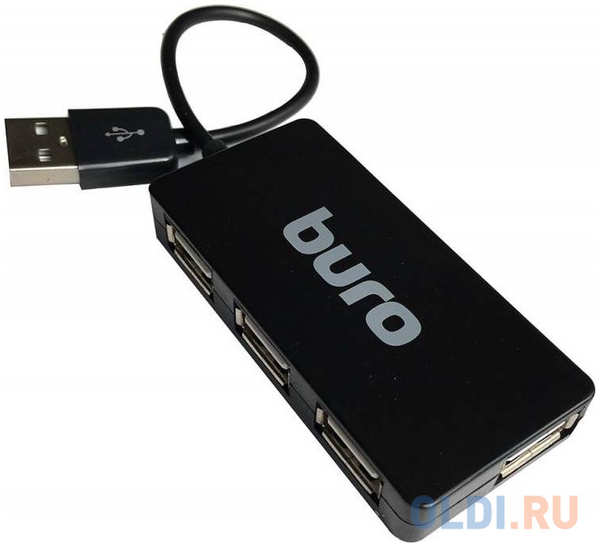 Концентратор USB 2.0 BURO BU-HUB4-U2.0-SLIM 4 порта 4 x USB 2.0 черный 4348860122