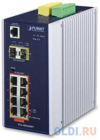 Planet IP30 L2+ SNMP Manageable 8-Port Gigabit POE+(AT) Switch + 2-Port Gigabit SFP Industrial Switch (-40 to 75 C), ERPS Ring Supported, 1588