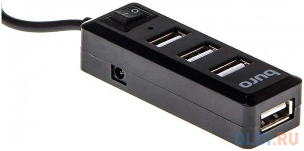 Концентратор USB 2.0 BURO BU-HUB4-0.5L-U2.0 4 x USB 2.0 черный 4348871480