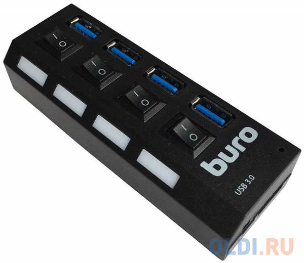 Концентратор USB 3.0 BURO BU-HUB4-U3.0-L 4 х USB 3.0 черный 4348874492