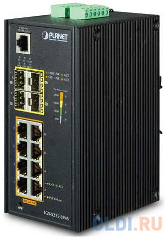 Planet IP30 Industrial L2+/L4 8-Port 1000T 802.3at PoE+ 4-port 100/1000X SFP Full Managed Switch (-40 to 75 C, dual redundant power input on 48~56VDC termina 4348877141