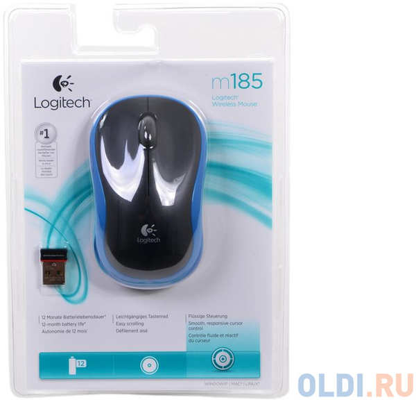 Мышь (910-002239) Logitech Wireless Mouse M185, Blue 434894604
