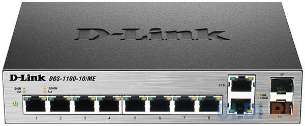 Коммутатор D-Link DGS-1100-10/ME/A2A Управляемый коммутатор 2-го уровня с 8 портами 10/100/1000Base-T и 2 комбо-портами 100/1000Base-T/SFP 434942804