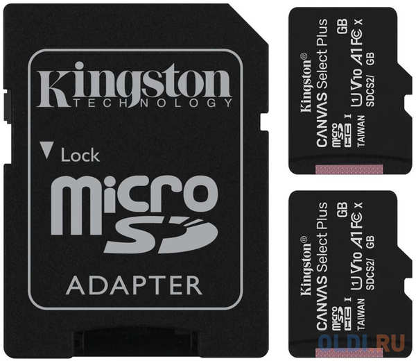 Карта памяти microSDXC 64GB Kingston Class10 UHS-I Canvas Select up to 100MB/s с адапт (SDCS2/64GB-2P1A) 434984387