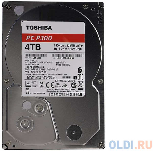 Жесткий диск Toshiba P300 HDWD240UZSVA 4 Tb 434987647