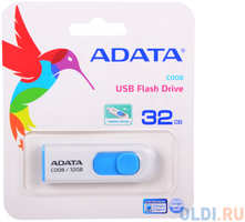 A-Data Внешний накопитель 32GB USB Drive ADATA USB 2.0 C008 бело-синяя выдвижная AC008-32G-RWE
