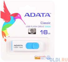 A-Data Внешний накопитель 16GB USB Drive ADATA USB 2.0 C008 бело-синяя выдвижная AC008-16G-RWE