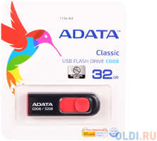 A-Data Внешний накопитель 32GB USB Drive ADATA USB 2.0 C008 черно-красная выдвижная AC008-32G-RKD