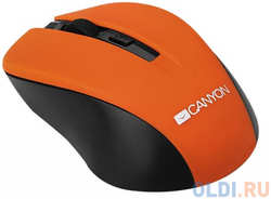 Мышь беспроводная CANYON CNE-CMSW1O (Wireless, Optical 800 / 1000 / 1200 dpi, 4 btn, USB, power saving button), оранжевый USB
