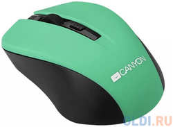 Мышь беспроводная CANYON CNE-CMSW1GR (Wireless, Optical 800 / 1000 / 1200 dpi, 4 btn, USB, power saving button) зелёный, USB