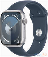 Смарт-часы Apple Watch Series 9 A2980 45мм OLED корп.серебристый Sport Band рем.синий разм.брасл.:160-210 мм (MR9E3ZP / A) (MR9E3ZP/A)