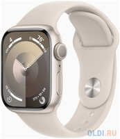 Смарт-часы Apple Watch Series 9 A2980 45мм OLED корп.сияющая звезда Sport Band рем.сияющая звезда разм.брасл.:M/L (MR973LL/A)