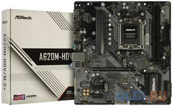 ASRock A620M-HDV/M.2+, Socket AM5, AMD A620, 2xDDR5-5200, HDMI+DP, 1xPCI-Ex16, 2xPCI-Ex1, 4xSATA3(RAID 0/1/10), 2xM.2, 8 Ch Audio, GLan, (2+4)xUSB2.0, (3+2)x