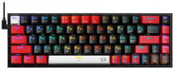 Defender Игровая беспроводная клавиатура REDRAGON CASTOR PRO чёрно-красная (USB, Bluetooth, 2.4G, Redragon yellow, 68 кл., RGB подсветка, 1600 мА) (71082)