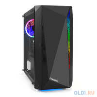 Корпус Minitower ExeGate Mistery R2-NPX600 (mATX, БП 600NPX с вент. 12 см, 2*USB+1*USB3.0, аудио, черный, 1 вент. 12см с RGB подсветкой и полоса на пе (EX294475RUS)