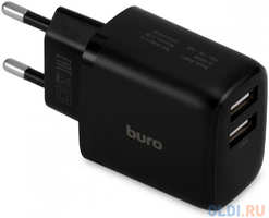 Сетевое зарядное устройство Buro BUWH1, 2xUSB, 15.5Вт, 3.1A, [buwh15s200bk]
