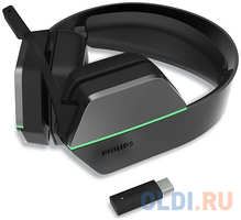 Philips Игровая гарнитура TAG5106BK, DTS Headphone:X 2.0, 2,4 ГГц беспроводное + BT5.2 + 3,5 мм, Излучатели 50 мм / LED-подсветка, Съемный однонаправл