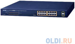 PLANET GSW-1820HP 16-Port 10 / 100 / 1000T 802.3at PoE + 2-Port 1000X SFP Ethernet Switch (240W PoE Budget, Standard / VLAN / Extend mode)