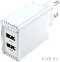 Сетевое зарядное устройство Vention на 2 порта USB (A+A) QC 3.0