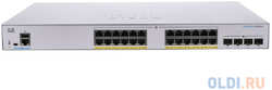 Cisco CBS350 24x10/100/1000 PoE+ ports 195W power budget, 4x 1Gb SFP uplink, Fanless, Mounting Kit, CBS350-24P-4G