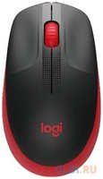Мышь Logitech M190 черный / красный оптическая (1000dpi) беспроводная USB (2but) (910-005915)