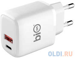Bion Сетевое Зарядное Устройство, USB-A + USB-C, PowerDelivery, 18 Вт, [BXP-ADP-PD-AC-18W]