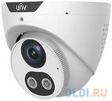 Uniview Видеокамера IP купольная, 1/2.7″ 4 Мп КМОП @ 30 к/с, ИК-подсветка и тревожная подсветка видимого спектра до 30м., LightHunter 0.003 Лк @F