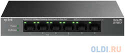 TP-Link LS106LP, Настольный коммутатор с 6 портами 10/100 Мбит/с (4 порта PoE), 802.3af, бюджет PoE — 41 Вт, до 250 метров
