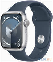 Смарт-часы Apple Watch Series 9 A2978 41мм OLED корп.серебристый Sport Band рем.синий разм.брасл.:130-180мм (MR903LL / A) (MR903LL/A)