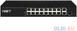 NST PoE коммутатор Fast Ethernet на 16 x RJ45 PoE + 2 x RJ45 GE + 1 SFP GE порта. Порты: 16 x FE (10/100 Base-T) с поддержкой PoE (IEEE 802.3af/at), 2 x G
