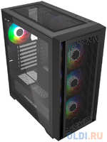 Powercase ByteFlow Black, Tempered Glass, 4x 120mm ARGB fans, ARGB HUB, чёрный, ATX (CBFB-A4)