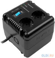 Stabilizer SVEN VR-L1500, Relay, 500W, 184-285v, 2 euro outlets, 1 розетка ІЕС 320, black, 124 ? 119 ? 124mm, 2.09kg (SV-014889)