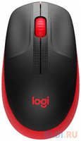 Мышь беспроводная Logitech M190 чёрный красный USB + радиоканал 910-005908