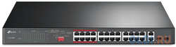 TP-Link 24-port 10/100Mbps Unmanaged PoE+ Switch with 2 combo RJ-45/SFP uplink ports, metal case, rack mount