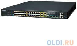 PLANET Layer 3 24-Port 10/100/1000T 802.3at POE + 4-Port 10G SFP+ Stackable Managed Gigabit Switch (370W)