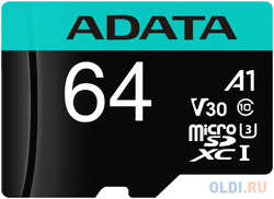 ADATA Карта памяти microSDXC 64Gb A-Data AUSDX64GUI3V30SA2-RA1