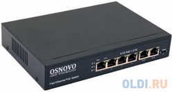 OSNOVO PoE коммутатор 6 портов, 4 PoE порта 10/100 Base-T, 2*10/100 Base-T Uplink, до 30W на порт, суммарно до 80W