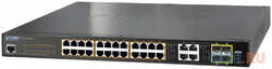 Planet IPv6/IPv4, 24-Port Managed 802.3at POE+ Gigabit Ethernet Switch + 4-Port Gigabit Combo TP/SFP (440W)
