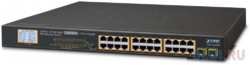 Planet 24-Port 10/100/1000T 802.3at PoE + 2-Port 1000SX SFP Gigabit Switch with LCD PoE Monitor (300W PoE Budget, Standard/VLAN/Extend mode)