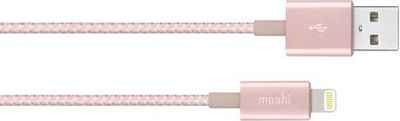 Кабель Moshi Integra Lightning на USB-A. Покрытие кабеля сделано из кевлара. Длина 1, 2 м. Цвет розовое золото.