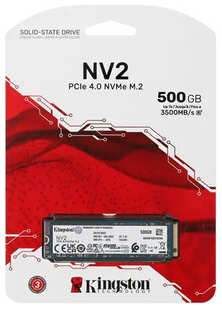 Накопитель Kingston SSD PCI-E 4.0x4 NVMe M.2 2280 500Gb NV2 3500/2100, 160TBW, 1.5DWPD (SNV2S/500G) 538166101