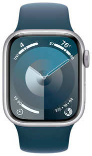 Смарт-часы Apple Watch Series 9 A2978 41мм OLED корп.серебристый Sport Band рем.синий разм.брасл.:130-180мм (MR903LL/A) 538174503