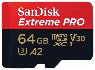 Карта памяти Sandisk Extreme Pro microSD UHS I Card 64GB for 4K Video on Smartphones, Action Cams & Drones 200MB/s Read, 90MB/s Write 538255036